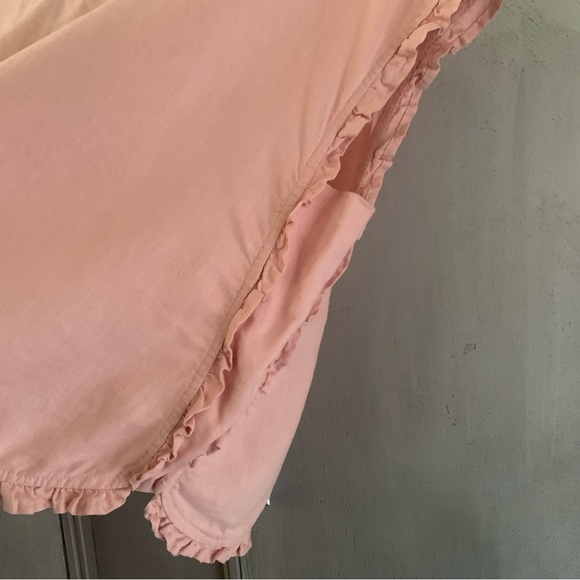 For Cynthia Linen Pink Ruffled Sleeveless Blouse - Picture 4 of 7